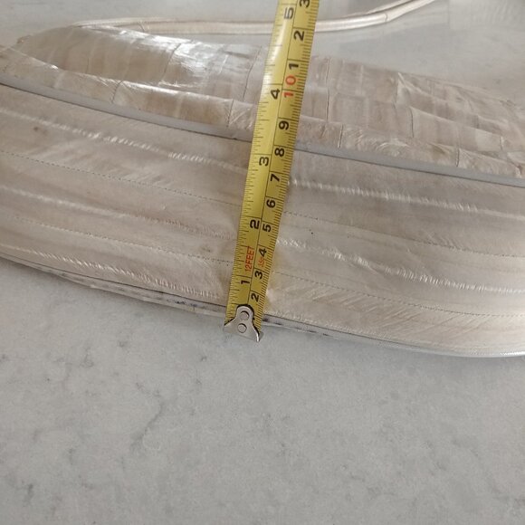 Vintage genuine eel skin cream ivory gold shoulder bag purse - Picture 12 of 16